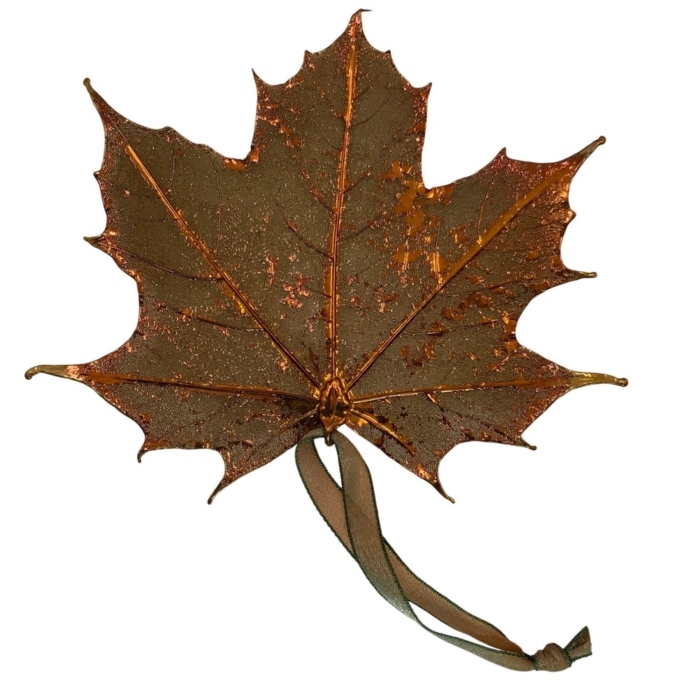 Maple Leaf Filigree Ornament Copper Dipped 4.5x5in
